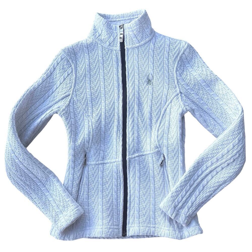 Spyder Women’s White Core Endure Full Zip Fitted Cable Sweater Size XS
